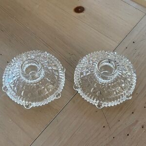 Vintage Anchor Hocking Stars and Bars Candle Holders